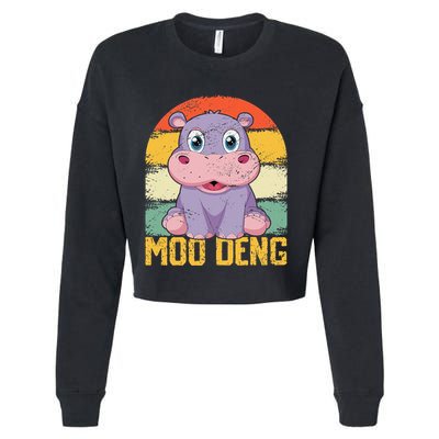 Vintage Baby Hippo Moo Deng Funny Baby Pygmy Moo Deng Cropped Pullover Crew