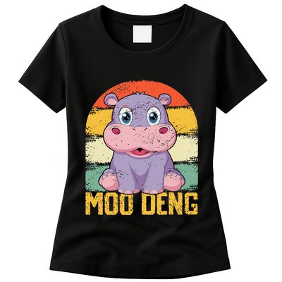 Vintage Baby Hippo Moo Deng Funny Baby Pygmy Moo Deng Womens T-Shirt