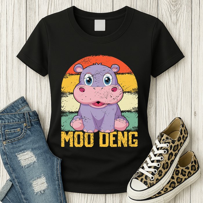 Vintage Baby Hippo Moo Deng Funny Baby Pygmy Moo Deng Womens T-Shirt