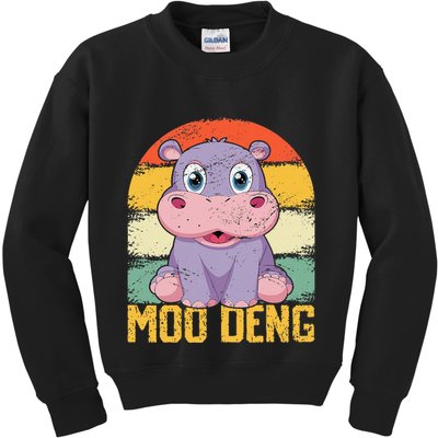 Vintage Baby Hippo Moo Deng Funny Baby Pygmy Moo Deng Kids Sweatshirt