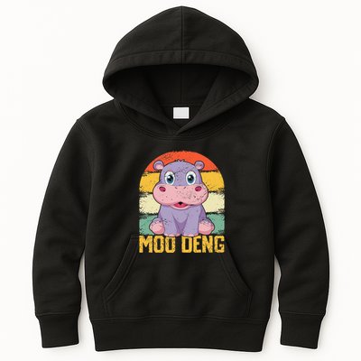 Vintage Baby Hippo Moo Deng Funny Baby Pygmy Moo Deng Kids Hoodie