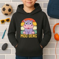 Vintage Baby Hippo Moo Deng Funny Baby Pygmy Moo Deng Kids Hoodie