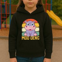Vintage Baby Hippo Moo Deng Funny Baby Pygmy Moo Deng Kids Hoodie