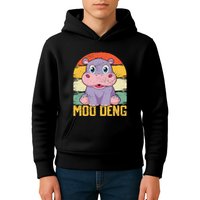 Vintage Baby Hippo Moo Deng Funny Baby Pygmy Moo Deng Kids Hoodie