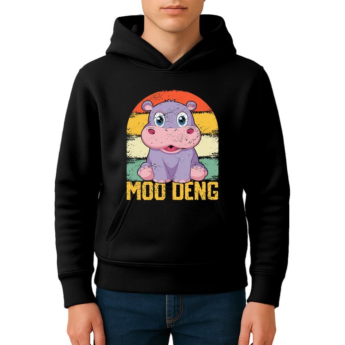 Vintage Baby Hippo Moo Deng Funny Baby Pygmy Moo Deng Kids Hoodie