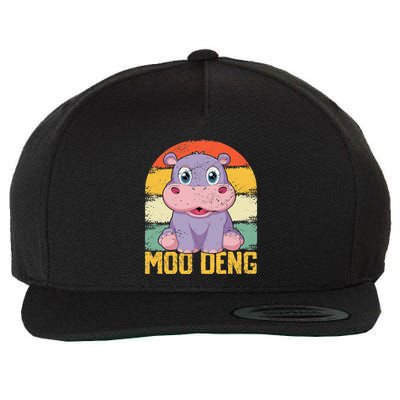 Vintage Baby Hippo Moo Deng Funny Baby Pygmy Moo Deng Wool Snapback Cap