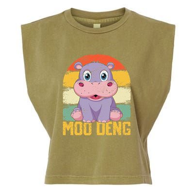 Vintage Baby Hippo Moo Deng Funny Baby Pygmy Moo Deng Garment-Dyed Women's Muscle Tee