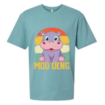 Vintage Baby Hippo Moo Deng Funny Baby Pygmy Moo Deng Sueded Cloud Jersey T-Shirt