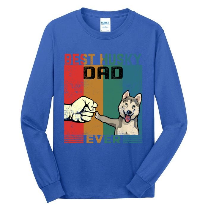 Vintage Best Husky Dad Ever Outfit Dog Lover Gift Tall Long Sleeve T-Shirt