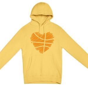 Valentine Basketball Heart Basketball Premium Pullover Hoodie