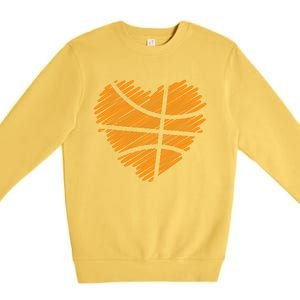 Valentine Basketball Heart Basketball Premium Crewneck Sweatshirt