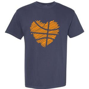 Valentine Basketball Heart Basketball Garment-Dyed Heavyweight T-Shirt