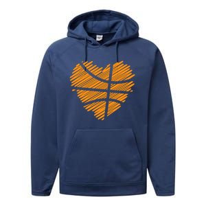 Valentine Basketball Heart Basketball Performance Fleece Hoodie