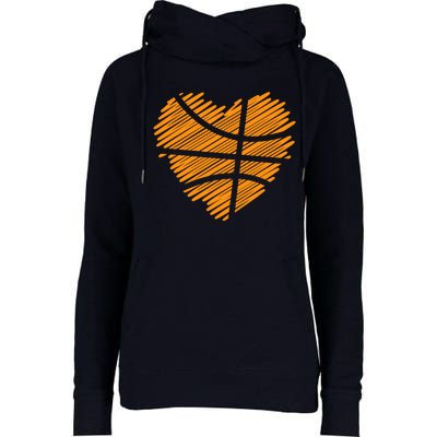 Valentine Basketball Heart Basketball Womens Funnel Neck Pullover Hood