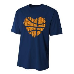 Valentine Basketball Heart Basketball Performance Sprint T-Shirt