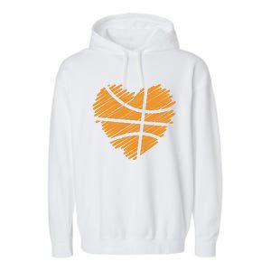 Valentine Basketball Heart Basketball Garment-Dyed Fleece Hoodie