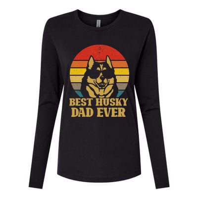 Vintage Best Husky Dad Ever Gift For Dog Lover Womens Cotton Relaxed Long Sleeve T-Shirt