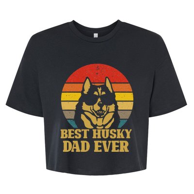 Vintage Best Husky Dad Ever Gift For Dog Lover Bella+Canvas Jersey Crop Tee