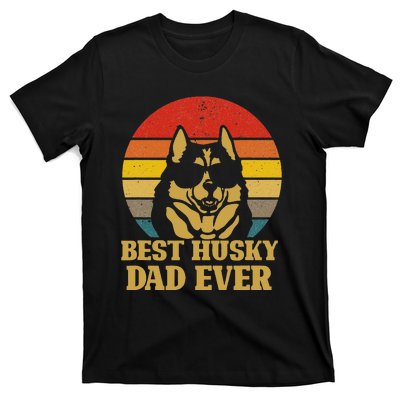 Vintage Best Husky Dad Ever Gift For Dog Lover T-Shirt