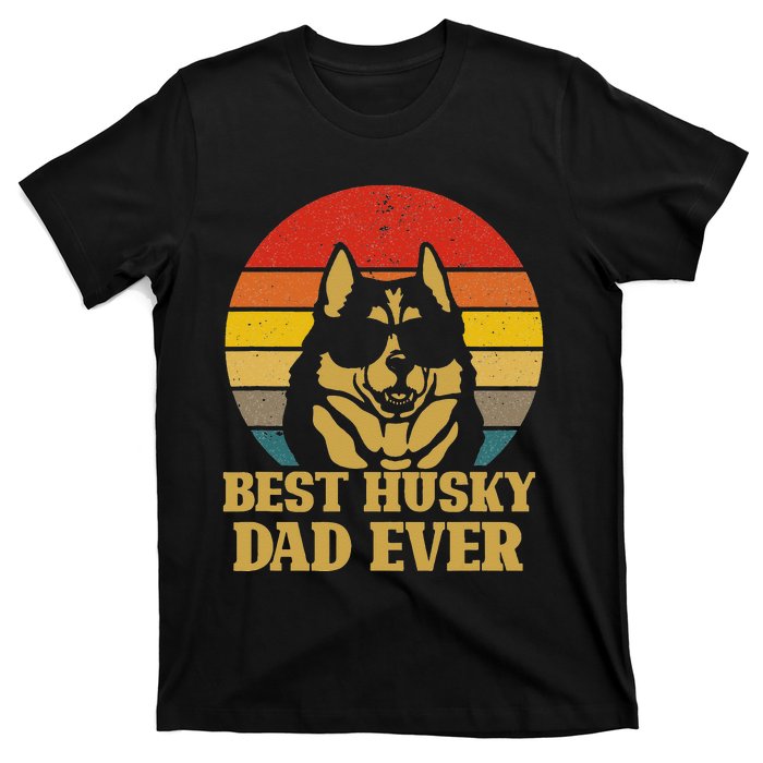 Vintage Best Husky Dad Ever Gift For Dog Lover T-Shirt