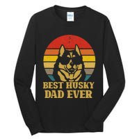 Vintage Best Husky Dad Ever Gift For Dog Lover Tall Long Sleeve T-Shirt