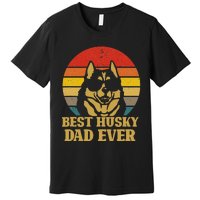 Vintage Best Husky Dad Ever Gift For Dog Lover Premium T-Shirt