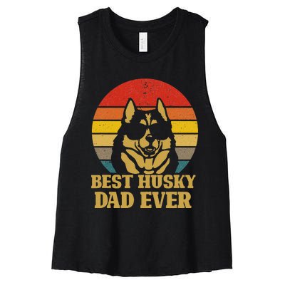 Vintage Best Husky Dad Ever Gift For Dog Lover Women's Racerback Cropped Tank