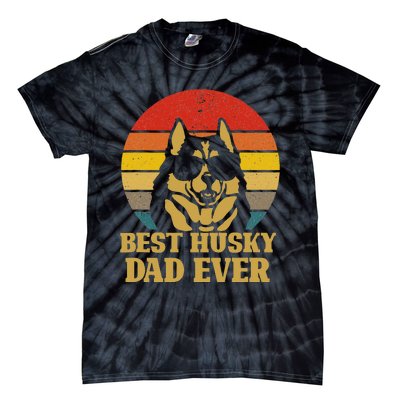 Vintage Best Husky Dad Ever Gift For Dog Lover Tie-Dye T-Shirt