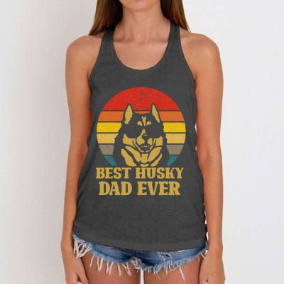 Vintage Best Husky Dad Ever Gift For Dog Lover Women's Knotted Racerback Tank