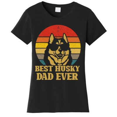 Vintage Best Husky Dad Ever Gift For Dog Lover Women's T-Shirt