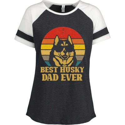 Vintage Best Husky Dad Ever Gift For Dog Lover Enza Ladies Jersey Colorblock Tee