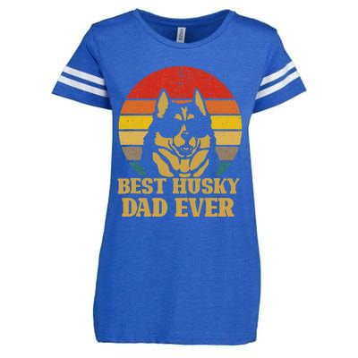 Vintage Best Husky Dad Ever Gift For Dog Lover Enza Ladies Jersey Football T-Shirt