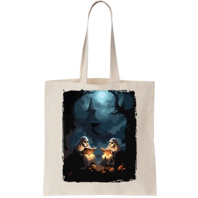 Vintage Boo Halloween Camping Reading Teacher Books Ghost Tote Bag