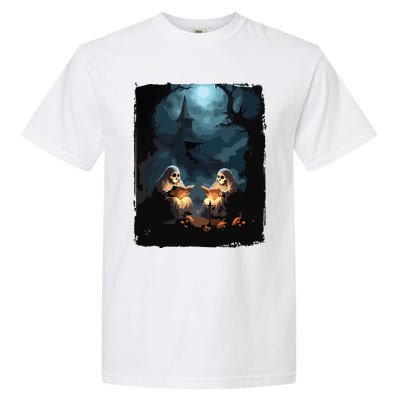 Vintage Boo Halloween Camping Reading Teacher Books Ghost Garment-Dyed Heavyweight T-Shirt