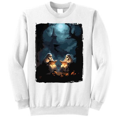 Vintage Boo Halloween Camping Reading Teacher Books Ghost Sweatshirt