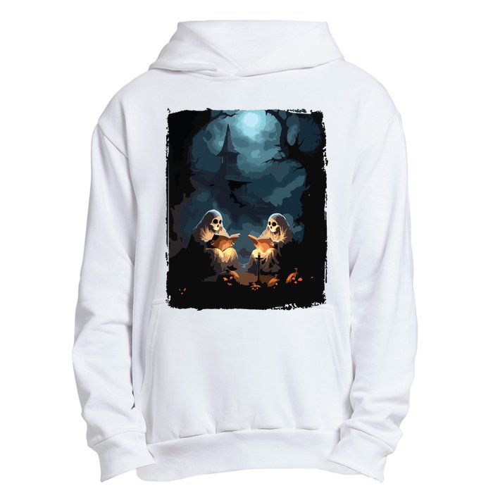 Vintage Boo Halloween Camping Reading Teacher Books Ghost Urban Pullover Hoodie