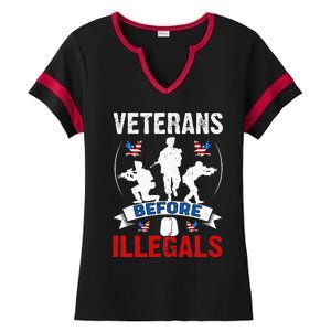 Veterans Before Illegal 4th Of July USA Soldier American Ladies Halftime Notch Neck Tee