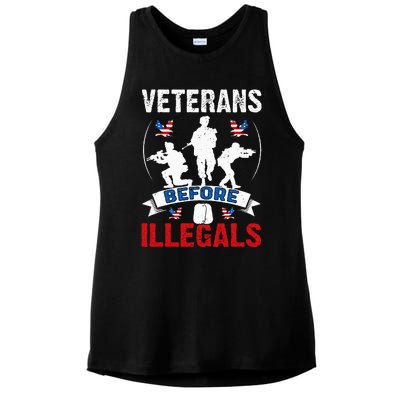 Veterans Before Illegal 4th Of July USA Soldier American Ladies PosiCharge Tri-Blend Wicking Tank