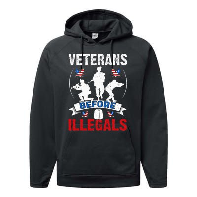 Veterans Before Illegal 4th Of July USA Soldier American Performance Fleece Hoodie