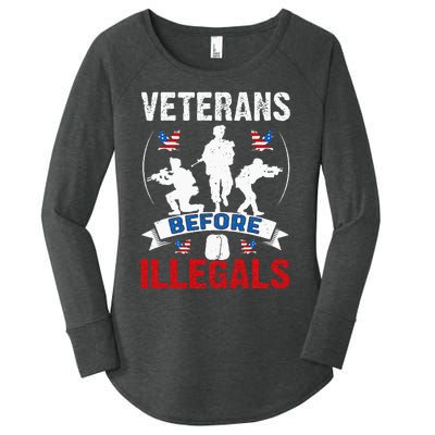 Veterans Before Illegal 4th Of July USA Soldier American Women's Perfect Tri Tunic Long Sleeve Shirt