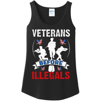 Veterans Before Illegal 4th Of July USA Soldier American Ladies Essential Tank