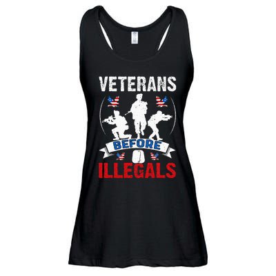 Veterans Before Illegal 4th Of July USA Soldier American Ladies Essential Flowy Tank