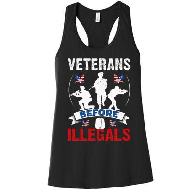 Veterans Before Illegal 4th Of July USA Soldier American Women's Racerback Tank