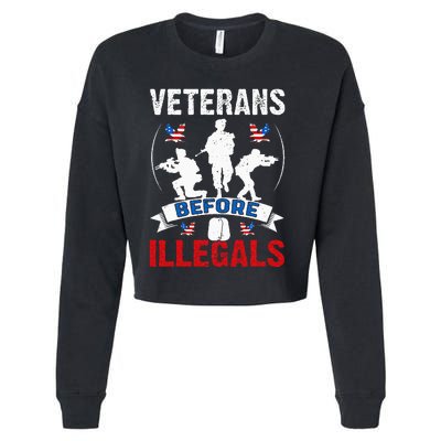 Veterans Before Illegal 4th Of July USA Soldier American Cropped Pullover Crew