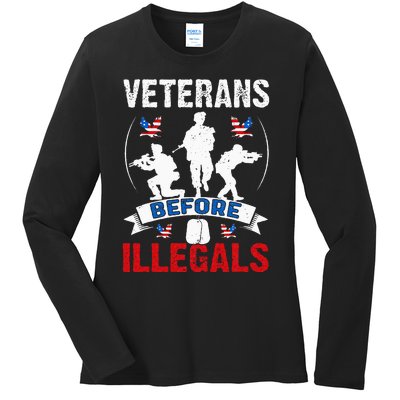 Veterans Before Illegal 4th Of July USA Soldier American Ladies Long Sleeve Shirt