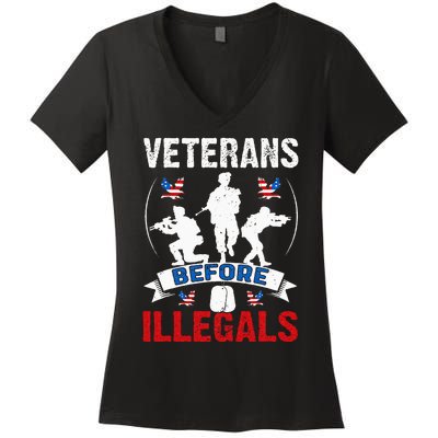 Veterans Before Illegal 4th Of July USA Soldier American Women's V-Neck T-Shirt