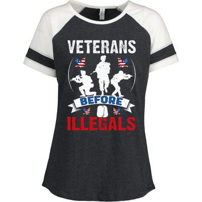 Veterans Before Illegal 4th Of July USA Soldier American Enza Ladies Jersey Colorblock Tee