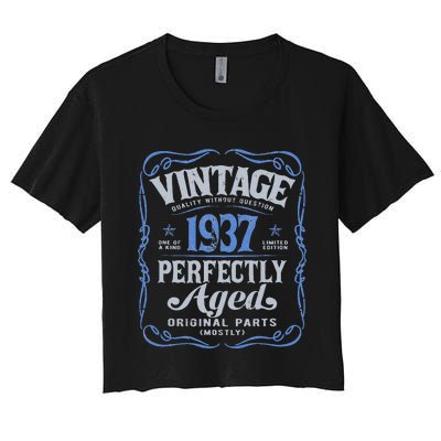 Vintage Born In 1937 Classic Birthday Women's Crop Top Tee