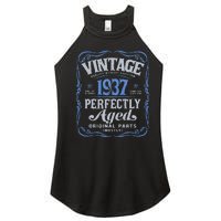 Vintage Born In 1937 Classic Birthday Women’s Perfect Tri Rocker Tank