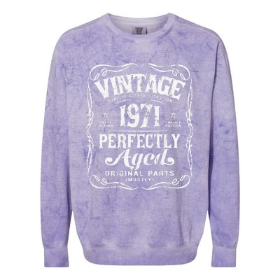 Vintage Born In 1971 Classic Legend's Birthday Colorblast Crewneck Sweatshirt